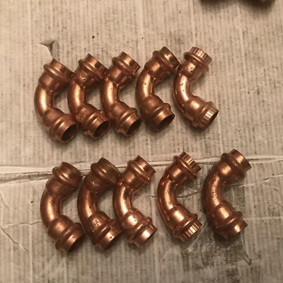 Lot Of 10 Streamline Mueller 90 Degree Elbow Copper 1/2" x 1/2" PF 02722 - Image 1 of 2