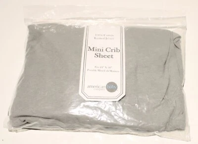 Mini sábana ajustable portátil American Baby 24x38 algodón jersey unisex gris Foto 1 de 4