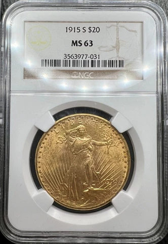 1915-S $20 Saint-Gaudens Gold Double Eagle NGC MS63 Cover