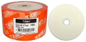 100 16X Titan White Top Blank DVD-R DVDR Disc Storage Media 4.7GB