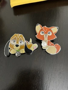 DLP Paris Exclusive 2 Disney Pin Set ✿ Fox & Hound Tod Copper Dog Big Eyes CUTE! - Bild 1 von 2