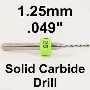 1.25mm .049" Solid Carbide Drill Bits 1,5,10 or 50 Pcs. With 1/8" Shank LU - Picture 1 of 5