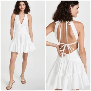 Zimmermann Damen Strand Postkarte V-Ausschnitt Minikleid elfenbein Leinenmischung Größe 10 - Bild 1 von 15