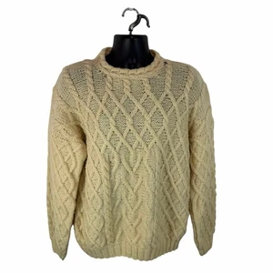 Maglione lana vintage Gaeltarra Irlanda lavorato a mano maglia grossa con cavi taglia 44/large - Foto 1 di 10