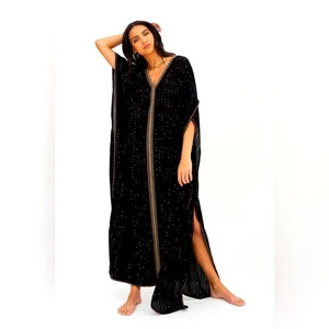 Pitusa Maxikleid schwarz Pailletten Thobe Coverup Petite - Bild 1 von 9