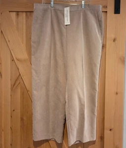 New! Alfred Dunner Eskimo Kiss Tan Corduroy Pants Sz 20W Short Pull On Straight - Picture 1 of 14