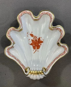 Herend Ungarn muschelförmige Schale chinesischer Blumenstrauß Rost 9" x 8 3/4" Modell #7444 - Bild 1 von 7
