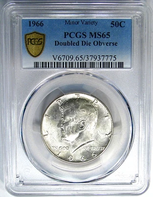 1966 50C PCGS MS65 "DOUBLED DIE OBV" 40% KENNEDY ~ RARE GEM VARIETY! - Image 1 of 4