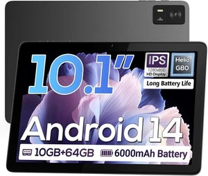 Tablet 10.1 Android 14 Tablets 10GB RAM, 64GB + 256GB Expandable Storage -8 Core - Picture 1 of 6