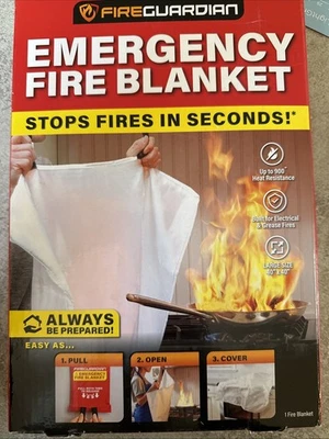 New In Box Fire Guardian Emergecy Fire Blanket 40“ X 40“ Stops Fires In Seconds - Image 1 of 4