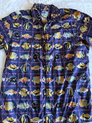 Vintage Reyn Spooner Shirt Mens Large Hawaiian Aloha Fish - Image 1 of 4