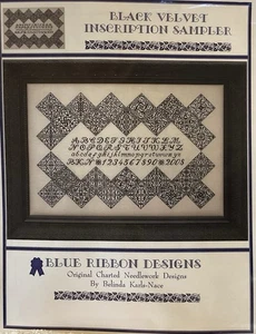 Blue Ribbon Designs Black Velvet Inscription Sampler Cross Stitch Pattern Only - Picture 1 of 2