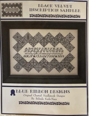 Blue Ribbon Designs Black Velvet Inscription Sampler Cross Stitch Pattern Only - Image 1 of 2