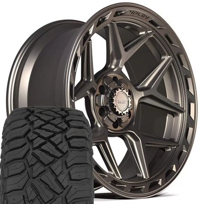 Set(4) 22x10 Bronze 4PLAY Wheels & 33x12.50R22 R/T Tires 6X135 & 6X139.7 -18ET - Image 1 of 4