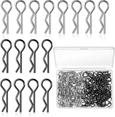 120 Pieces Universal Rc Body Clips Car Silver and Black 6mm x 24.3mm  - Image 1 of 4