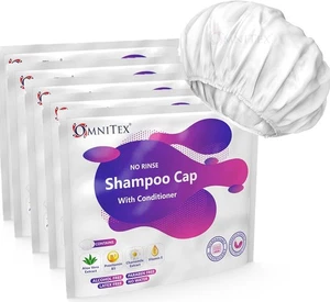 5pk -Omnitex Premium Rinse Free Shampoo Cap Microwaveable With Conditioner - Picture 1 of 8