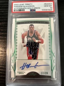 PSA 10 Hakeem Olajuwon 2022 Leaf Trinity Auto Green  /20 POP 1 Rockets HOF - Picture 1 of 2