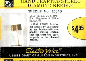 NOS Electro Voice EV 2604D Needle Blister Pack Card for EVG 26 126 Magnavox - Picture 1 of 1