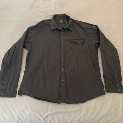 Fox Shirt Mens 2XL Black Long Sleeve Button Up Casual Skull Logo Pocket Moto - Image 1 of 4