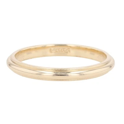 Alianza de boda Milgrain pulido de 2,6 mm de oro amarillo de 14 k 2,99 gramos tamaño 8,5 Foto 1 de 4