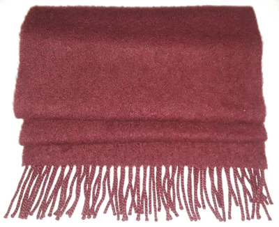 Brora dark maroon cashmere fringed scarf 59" x 11.5" - Image 1 of 3