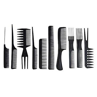 Juego de 10 peines negros para peluquería, corte y peinado - para mujeres, hombres  Foto 1 de 4
