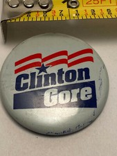1992 BILL CLINTON AL GORE POLITICAL PRESIDENT CAMPAIGN PIN PINBACK BUTTON BADGE 
