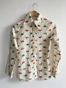 BRUTUS Shirt Women’s UK 14 Beige Vintage Big Collar Retro 60s 50s - Picture 1 of 14