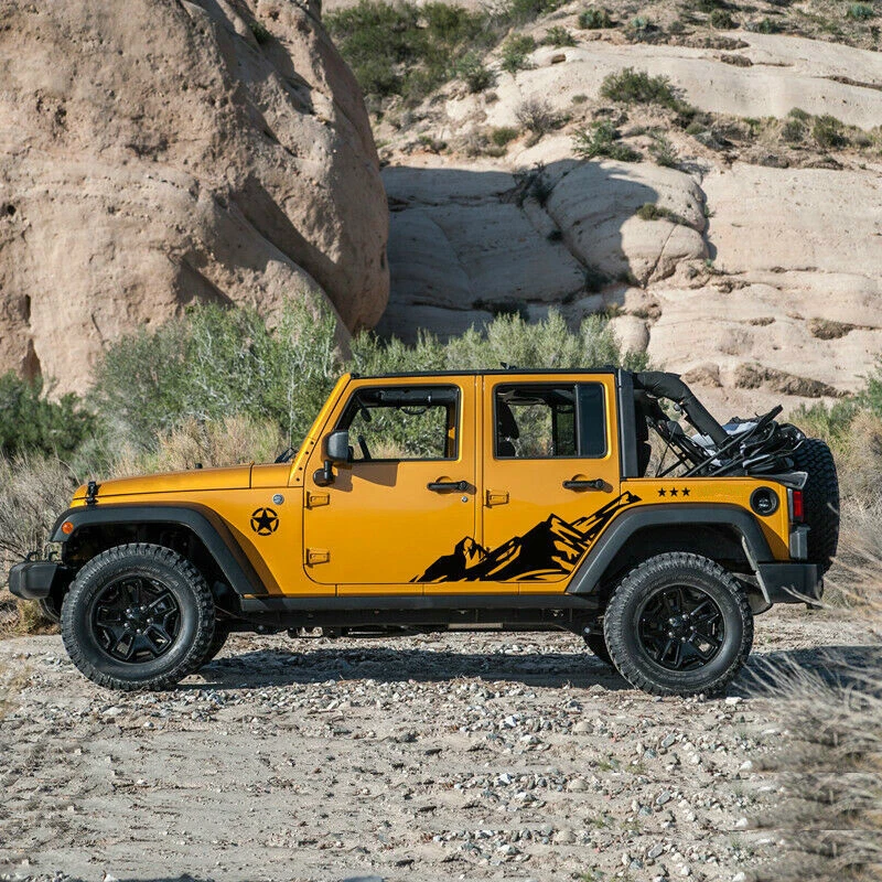 Calcomanía lateral de puerta de carrocería de auto Mountain OFF Road gráfica pegatina para Jeep Wrangler JK Foto 1 de 4