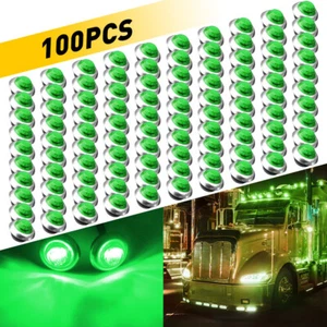 100x Green Side Marker Lights 3/4" Round LED Truck Trailer Bullets Indicator CUS - Picture 1 of 12