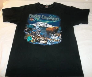 Vtg HOLOUBEK BIKIN ALASKA STYLE TAKU HARLEY DAVIDSON 2-SIDED T-SHIRT Large - Picture 1 of 11