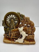 Vintage McCoy USA Planter Mid Century Pottery ~ Scottie Dog Cat Spinning Wheel