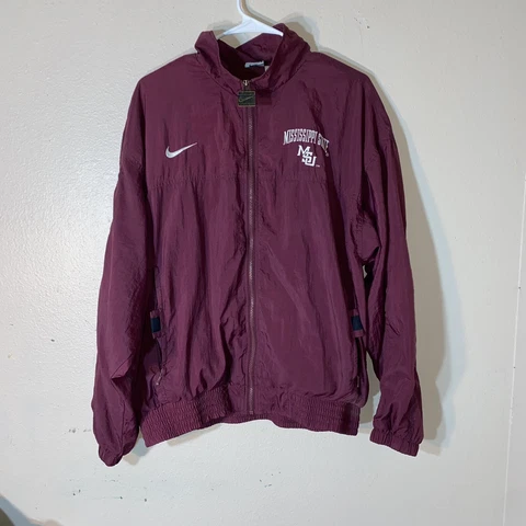 Vintage Nike Team Sports NCAA Mississippi State Bulldogs Red Full Zip Jacket M Cover