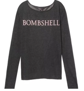 Victoria’s Secret Gray & Pink BOMBSHELL Logo Long Sleeve Shirt Top FINAL SALE - Picture 1 of 1