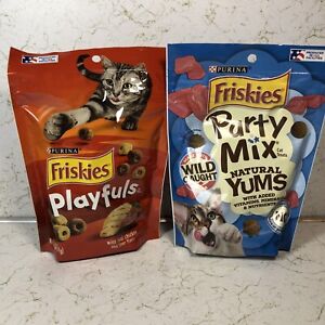 2 Pack Purina Friskies Playfuls & Party Mix Natural Cat Treats & Yums US Seller!
