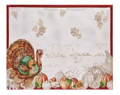 ELRENE HOLIDAY TURKEY BORDERED FALL PLACEMAT 13" x 19" SET OF 4 BRAND NEW - Image 1 of 3