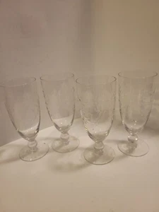 4 Crystal Leaf Pattern Tea Glasses - Picture 1 of 4