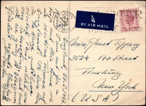Great Britain - 1947 - 6d George VI Definitive Single Value Airmail Card to USA - Picture 1 of 2