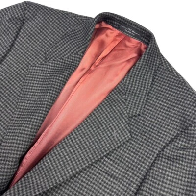 Gianfranco Ruffini Men's Cashmere Blend Blazer Jacket Houndstooth Gray • 42R - Image 1 of 4