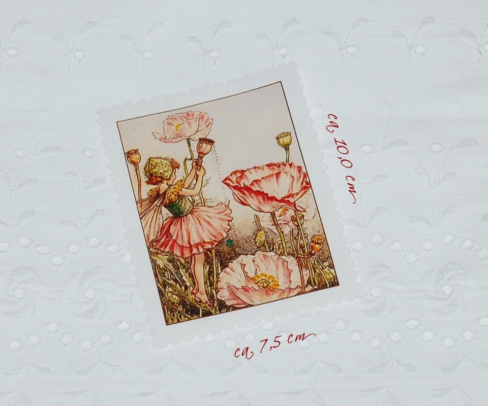 Applikation Aufnäher Patch Stoffbild Elfe Fairy Mohnblume Klatchmohn Fee - Bild 1 von 1