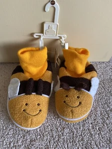 New Baby GAP Bumble Bee Insect Toddler Slippers Cozy Pull On Bootie Size L 9/10 - Picture 1 of 9