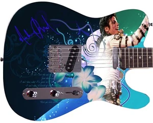 Michael Jackson Facsimile Autographed Signed Graphics Photo Guitar - Picture 1 of 3