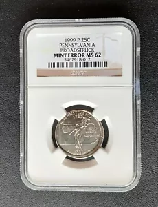 1999 PENNSYLVANIA Broad State Error Quarter NGC PICTURES INCLUDED - Picture 1 of 2