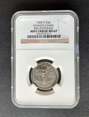 1999 PENNSYLVANIA Broad State Error Quarter NGC PICTURES INCLUDED - Image 1 of 2