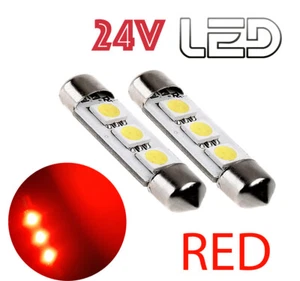 2 Bulbs 24V Red LED Shuttle C5W 36mm Truck For Scania Volvo Renault Man - Picture 1 of 1