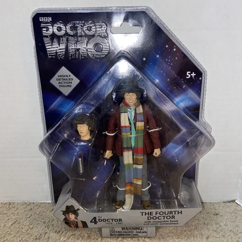 Doctor Who fourth 4th Dr Tom Baker 5" action figure with swappable head & sonic Cover