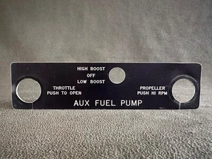 Beech Bonanza Aux Fuel Pump Metal Plate Placard - Bild 1 von 11