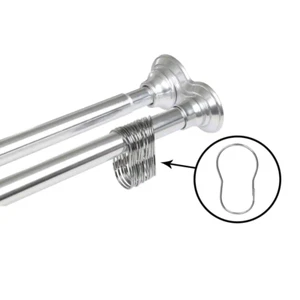 Shower Curtain Rod Double 42-72 in. Aluminum Tension Straight Rustproof Chrome - Picture 1 of 12