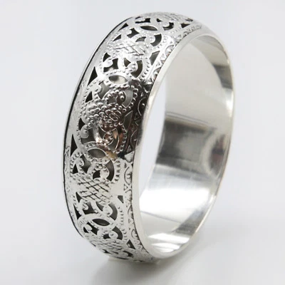 Armreif Metall Reif  Bangle Armreifen 25mm breit  Goa Hippie Indien silber S26  - Bild 1 von 4