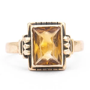 T. 54 - Anillo de mujer topacio dorado art déco en oro amarillo 585/14K - alrededor de 1930 - Imagen 1 de 7